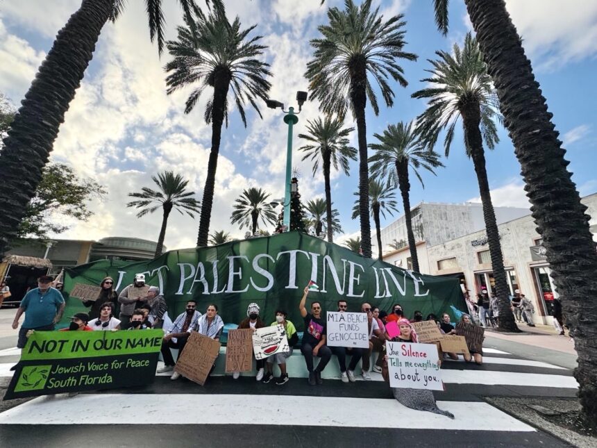 Activists Hold “No to Genocide” Protest Outside Art Basel Miami Beach