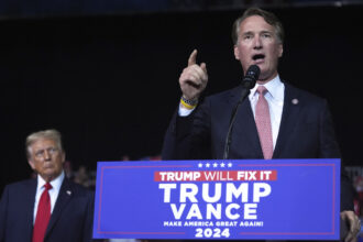 Virginia Gov. Glenn Youngkin speaks at a campaign rally for Donald Trump on Nov. 2 in Salem, Virginia.