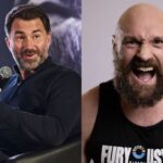 Eddie Hearn (left) speculates on how Tyson Fury (right) not speaking to his wife for 3 months could impact his fight with Oleksandr Usyk [Images courtesy: Getty Images]