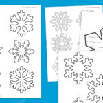 images of snowflakes drawn on paper for a printable snowflake bundle