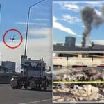 Horrifying moment plane crashes into building during training flight