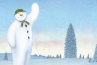 Illustration of the snowman waving