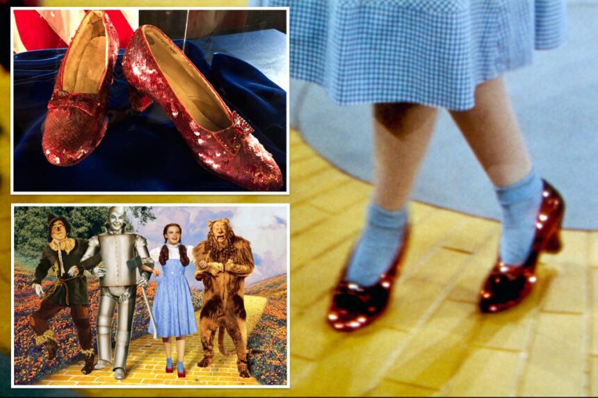 Stolen ruby slippers worn by Judy Garland in ‘The Wizard of Oz’ are auctioned for  million