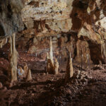 The inside of a cave.