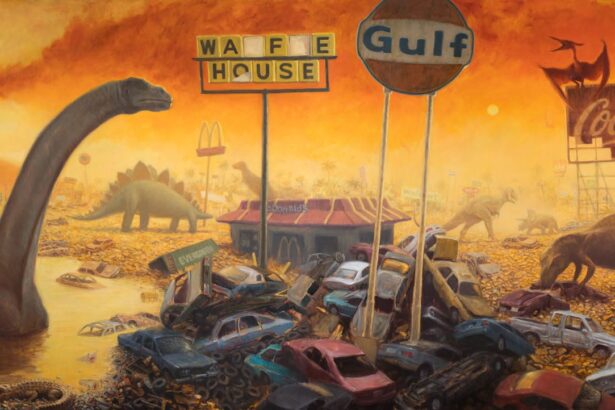 Dinosaurs Overrun a World Post Climate Disaster in Michael Kerbow’s Paintings — Colossal