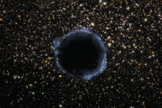 A black hole surrounded by stars