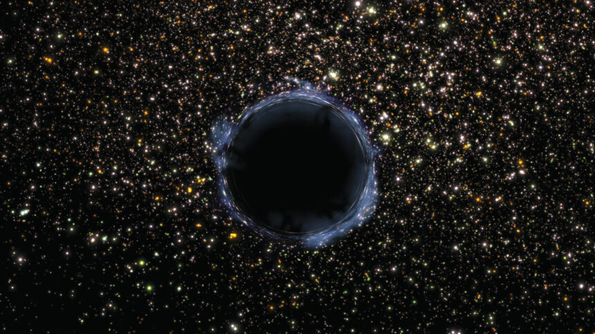 A black hole surrounded by stars