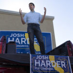 Then-Democratic candidate for California’s 10th District Josh Harder speaks with supporters during a campaign event on Nov. 5, 2018, in Manteca, California.