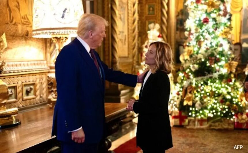 Italian PM Giorgia Meloni's Surprise Visit To Trump At Mar-a-Lago