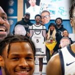 Lebron, Bronny James Celebrate Bryce's H.S. Senior Night, Sit Courtside