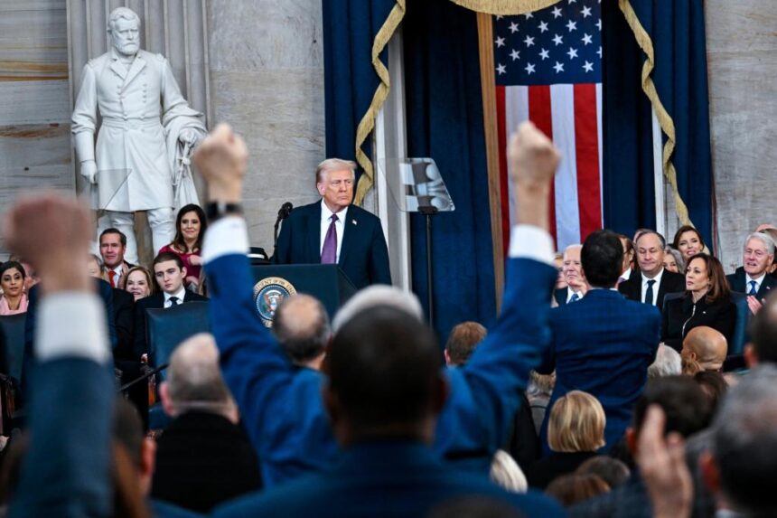 Trump rips into the country's past leaders and makes sweeping promises