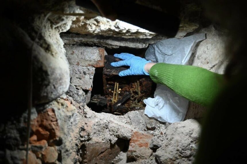 Medieval Crowns and Scepters Discovered Hidden Inside the Walls of a Crypt Beneath a Lithuanian Cathedral