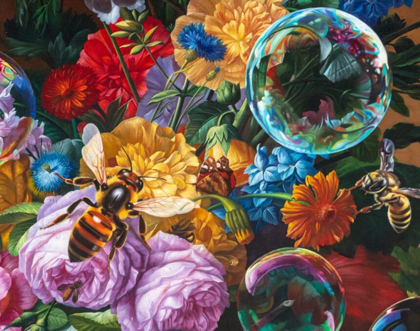 Bees and Irridescent Bubbles Infiltrate Still-Life Traditions in Marc Dennis’ Paintings — Colossal