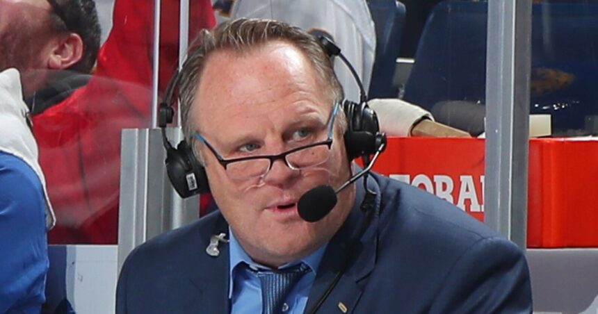 Buffalo Sabres Commentator Rob Ray Takes A Puck To The Face During Live Broadcast