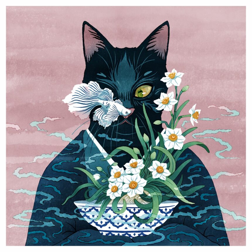 Felines Evoke ‘A Floating World’ in Tùng Nâm’s Whimsical Illustrations — Colossal