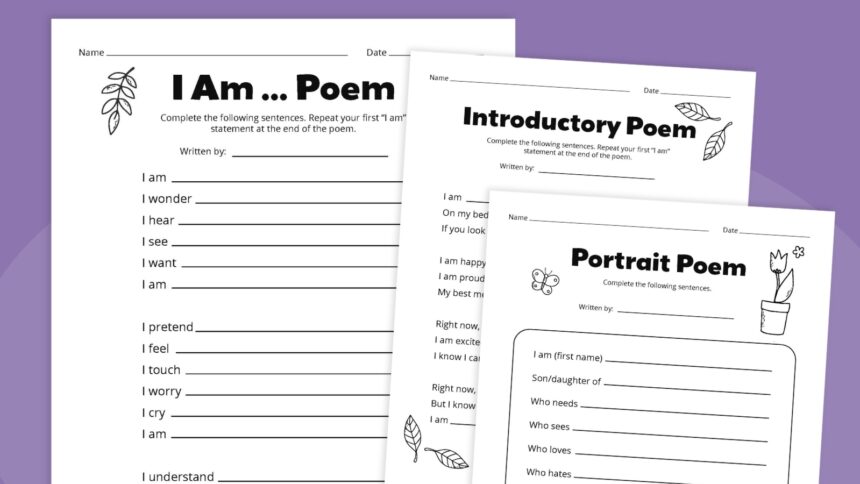 Free Printable “I Am” Poem Template Bundle