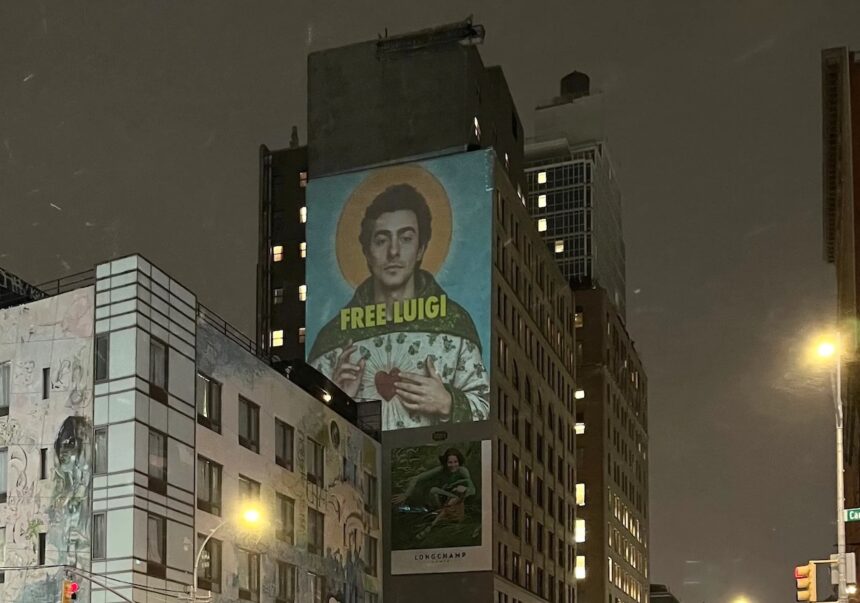 Massive “Free Luigi” Image Projected on Manhattan Building