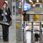 NYC subway fare beaters easily crawl under, hop over turnstiles equipped with MTA’s new anti-evasion bars