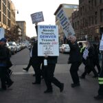 RTD bus and train operators march through LoDo demanding higher wages