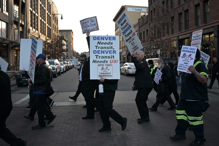 RTD bus and train operators march through LoDo demanding higher wages