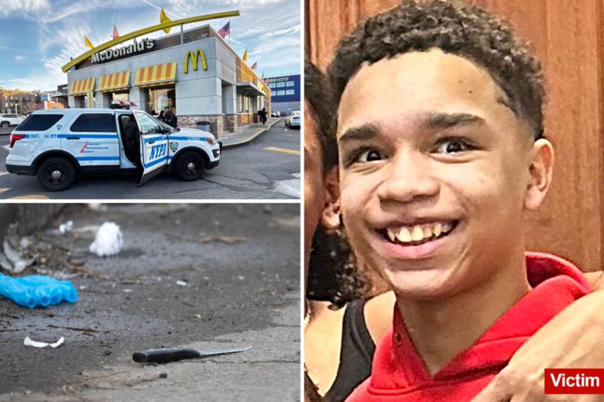 Boy, 16, charged with murder in fatal stabbing of younger teen during brawl at NYC McDonald’s: DA