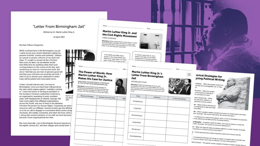 MLK Jr.’s Letter from Birmingham Jail Worksheet Bundle