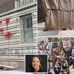 Vandals splash Columbia University president’s home with red paint as protests rage over ICE arrest of Mahmoud Khalil: cops