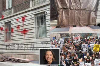 Vandals splash Columbia University president’s home with red paint as protests rage over ICE arrest of Mahmoud Khalil: cops