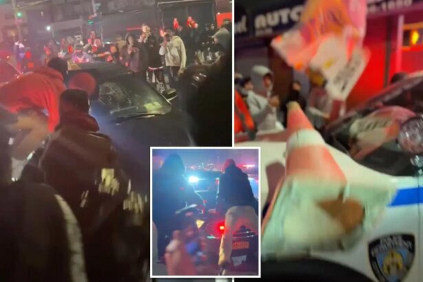 Wild mob smashes windows of NYPD vehicles after cops respond to apparent car meet-up: video