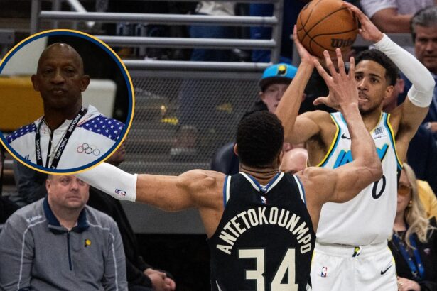 Giannis Antetokounmpo and Tyrese Haliburton’s father John’s heated exchange goes viral