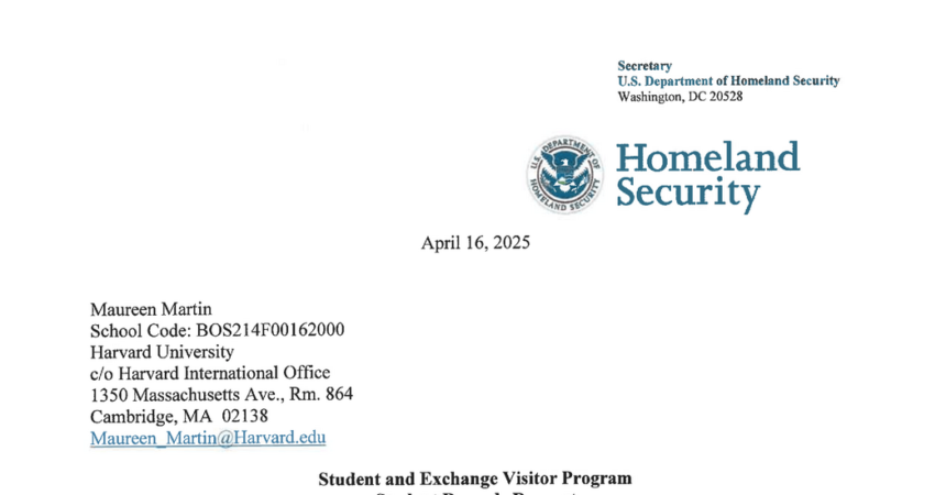 Read the Letter From Kristi Noem to Harvard