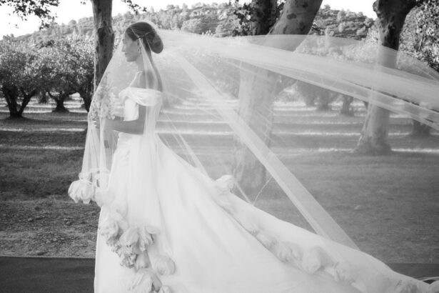 The Bride Wore a 13-Foot Floral Veil for Her All-Night Wedding at a Provence Chateau