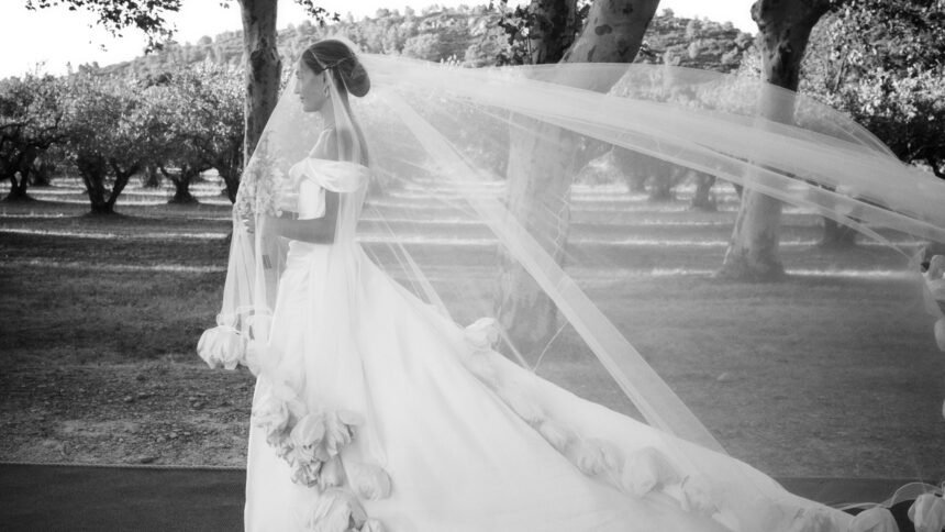 The Bride Wore a 13-Foot Floral Veil for Her All-Night Wedding at a Provence Chateau