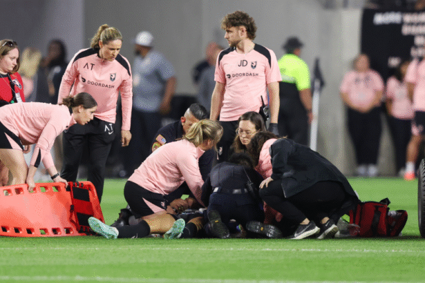 Angel City’s Savy King ‘responsive’ after collapse as players, coaches question NWSL match continuing