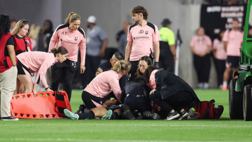 Angel City’s Savy King ‘responsive’ after collapse as players, coaches question NWSL match continuing