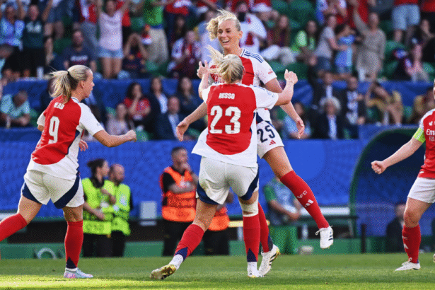 Arsenal beat Barcelona to win UEFA Women’s Champions League thanks to late Stina Blackstenius goal