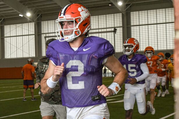 Clemson star Cade Klubnik receives a five word message from Arkansas WR after combined work out