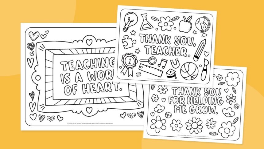 Free Teacher Appreciation Coloring Pages To Say Thank You