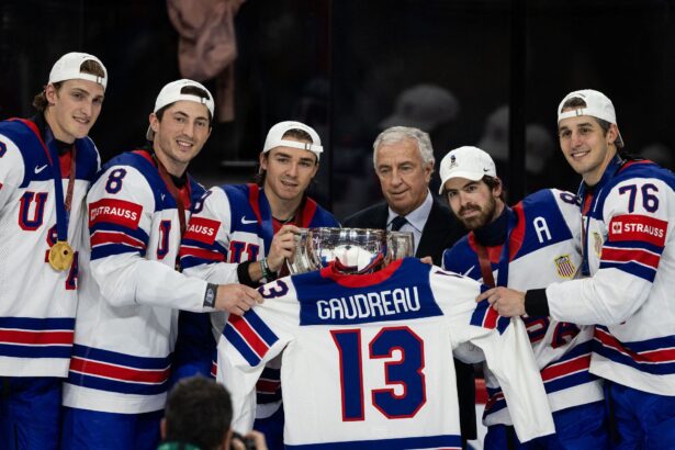 Johnny Gaudreau’s wife Meredith reacts as Team USA honors No. 13 with special gesture after IIHF Worlds gold win