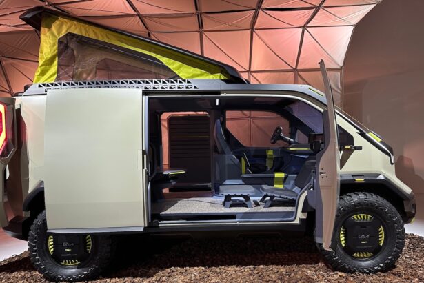 Kia’s wild concept EV includes hydro-turbine wheels, solar panels, and a rooftop tent