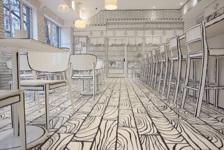 This Lower Manhattan Restaurant Doubles as an Immersive Black-and-White Sketchbook — Colossal