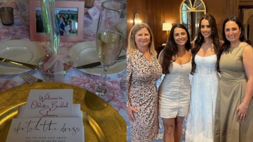 Zach Werenski’s fiancee Odette hosts fun activities including ‘sketch that dress’ at her bridal shower with family and friends