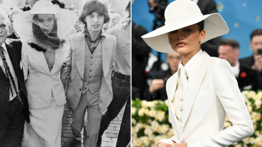From Zendaya to Kerry Washington, Bianca Jagger and Her Iconic White Suit Was a Major Met Gala 2025 Reference