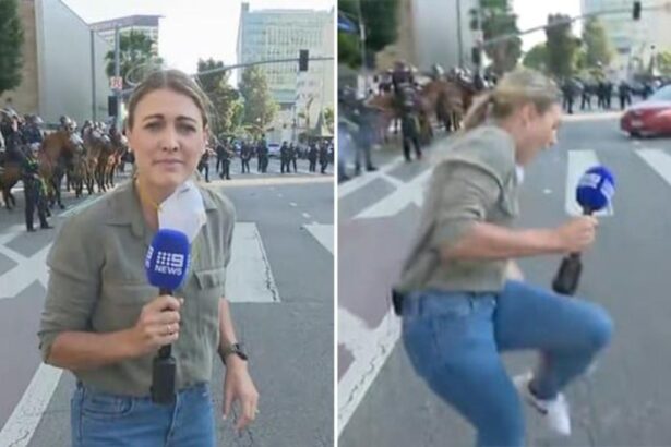 Australian news reporter shot with rubber bullet live on air while covering LA anti-ICE riots