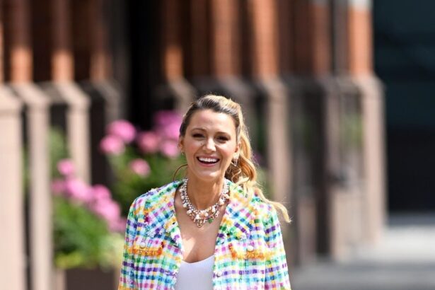 Blake Lively Brings a Rainbow Twist to the Skirt Suit Trend