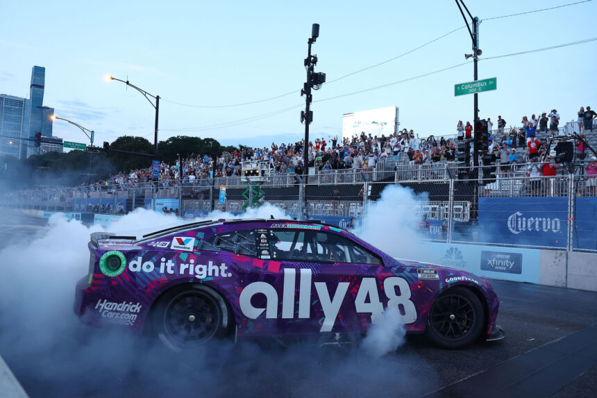 By how much did the inaugural NASCAR Chicago Street race overshoot the ,000,000 budget?