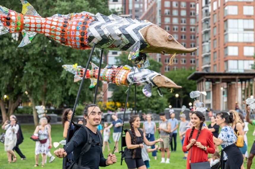 Greg Corbino’s Fish Puppets Made from Reclaimed Trash Migrate Along the Hudson River — Colossal
