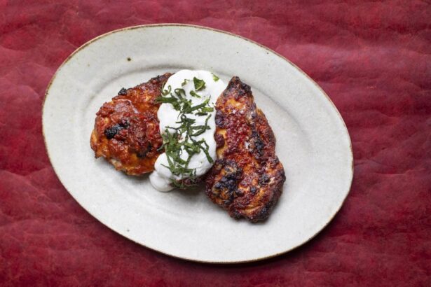 Grilled chicken with harissa paste