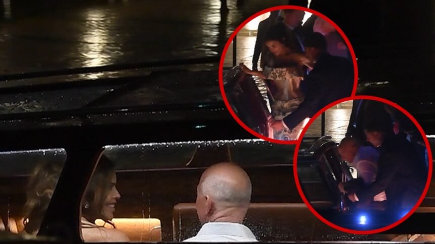 Jeff Bezos, Lauren Sanchez Caught in Rain, Thunderstorms at Pre-Wedding Bash