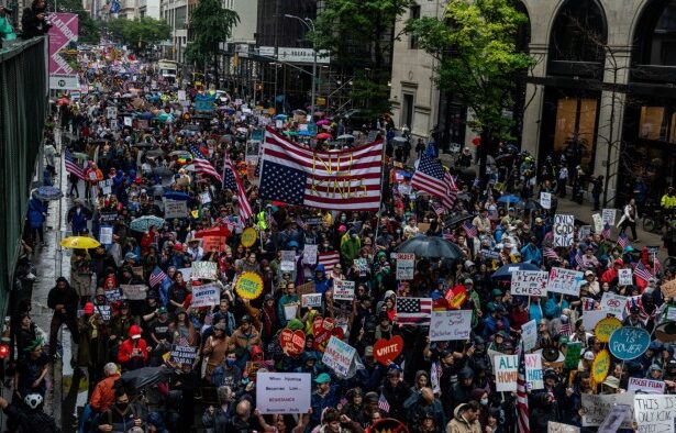 Large protests across US against Donald Trump’s ‘authoritarian’ policies